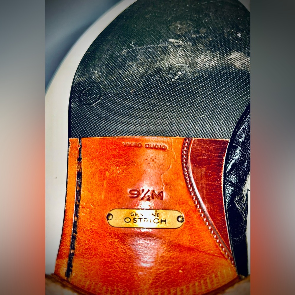 Rare Mezlan for Ingledews Vintage Loafers, 2tone Olive&Black Genuine Ostrich - Picture 9 of 11